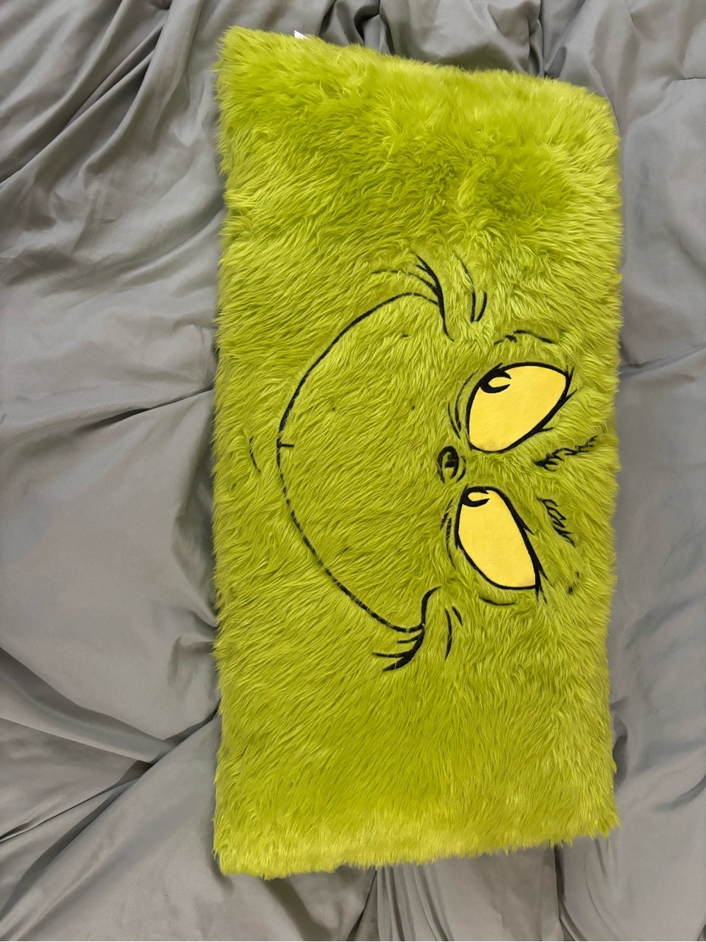 The grinch Ruz Neon Green Faux Fur Decorative Pillow